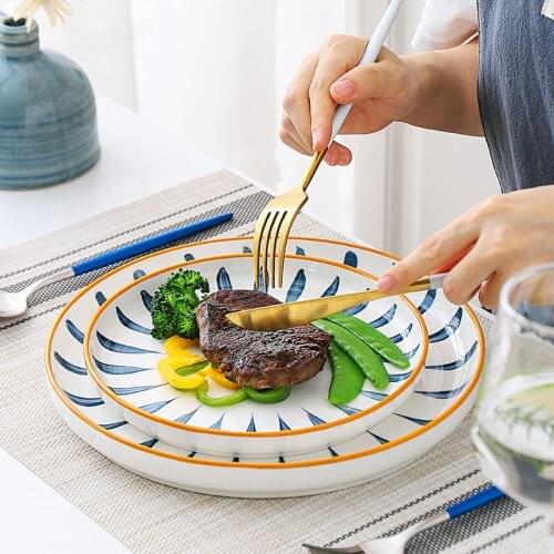 European style household personality creative new bone China ceramic plate high quality round breakfast plate Western food plate