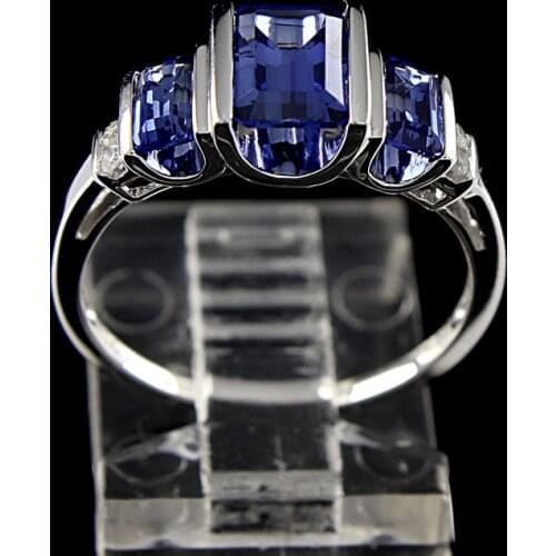 2019 Newest Hot Sell Delicate Plating alloy Created Blue Crystal CZ Ring For Women Wedding Fashion Party Jewelry Gift Wholesale