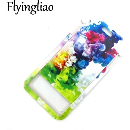 Colorful smoke Funny Women Men Credit Card ID Holder Bag Student Women Travel Card Cover Badge Car Keychain Gifts Accessories