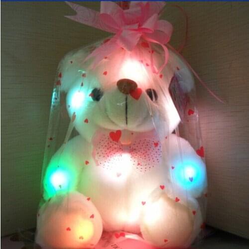 22 cm Creative LED Colorful Childrens, bear Plush toy Colorful Childrens gift box ,Pendant Pillow Dirthday Gift Plush Doll