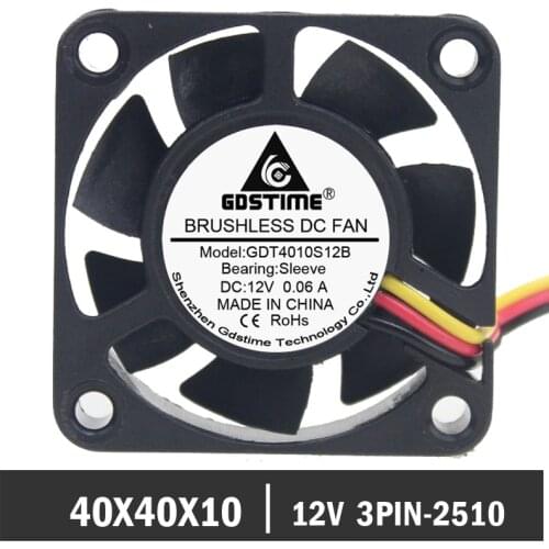 2pcs/lot Gdstime 40mm 4cm 3 Pin 12V 4010 Small Computer PC CPU Cooler Cooling Case Fan