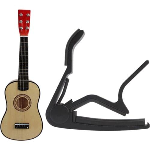 1 Set 23Inch Guitar Mini Guitar Basswood KidS Musical Toy Acoustic Stringed Instrument with Plectrum 1St String Natural Color