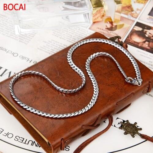 925 Silver European and American Fashion Trendy Flat Mens Snake Bone Necklace 5mm