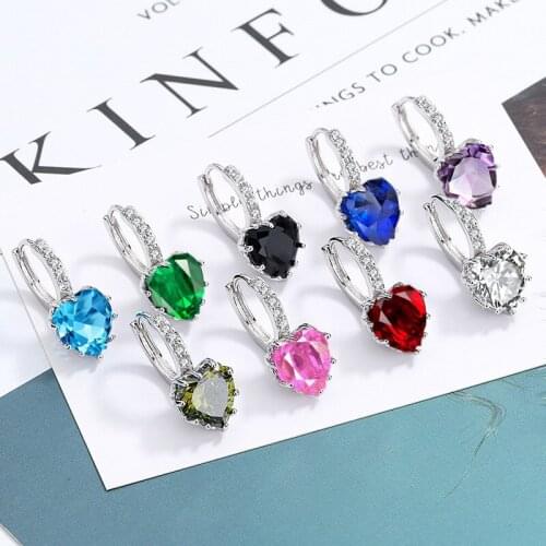 Fashion CZ crystal small hoop earring Exquisite 925 silver colour heart cute women earrings for gifts