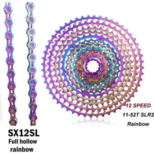 MTB 12 Speed Bike Groupset Rainbow 11-52T SLR2 CNC Cassette Bicycle Sprocket Freewheel SX12 SLR Rainbow Chain Bike Group set