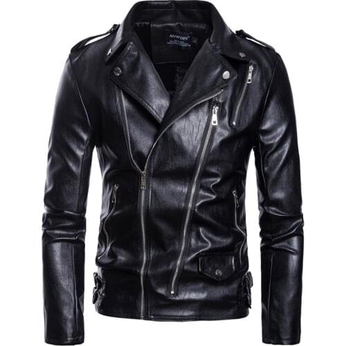 Mens Locomotive Leather Jackets New Fashion Multi-Zipper Motorcycle Leather Jacket Male High-end PU Coat Casaco Masculino