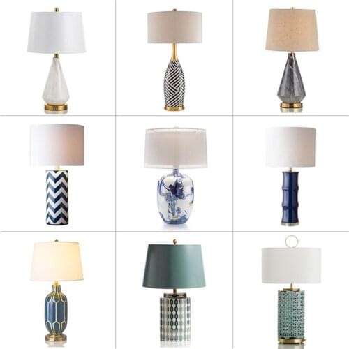 Copper Ceramics Desk Lamp Bedroom Bedside Lamp Jindezhen Model Tenant Hall New Chinese Style Classical Originality Desk Lamp