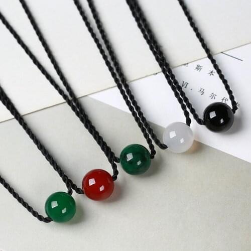 Natural Green Jade 12mm Agate Beads Pendant Necklace Jewellery Fashion Accessories Hand-Carved Luck Amulet Sweater Chain NEW
