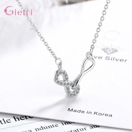 Novel Design Figure Shape Pendant Necklace For Women Girls Genuine 925 Sterling Silver Double Twisted 8 Shape Pendant Necklace