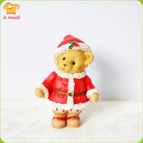 New Christmas Bear Silicone Mold Baking Cake Mould Baby Bear Candy Chocolate Soap Candle Mold