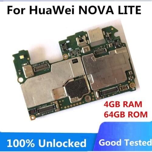 Original For HuaWei NOVA LITE 64GB Motherboard Factory Unlokced Logic Board WIth Full Chips Mainboard 4GB RAM With Android