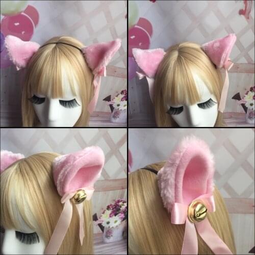 Japanese Harajuku Maid Cosplay Headdress Lovely Cat Ear Ribbon Sweet Lolita Girls Headband