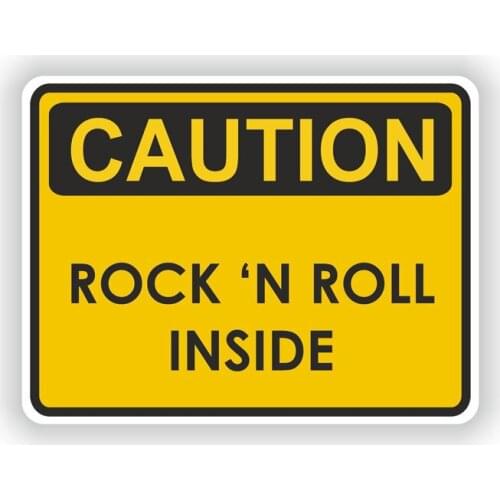 PLAY COOL Caution Rock N Roll Inside Warning Music Sound Heavy Funny Car Sticker Automobiles Exterior Accessories Vinyl Decals
