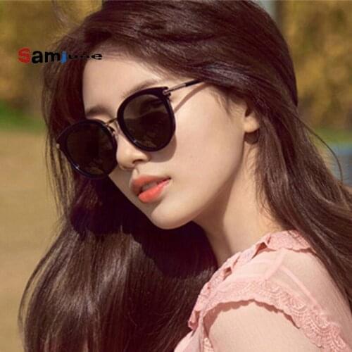 Samjune Fashion Round Sunglasses Women Brand Designer Coationg Mirror Sun Glasses Round Lens Glasses For Female UV400