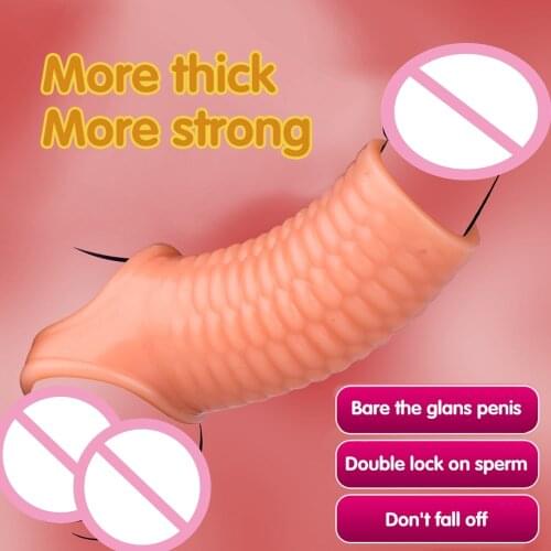 Silicone Reusable Condoms Penis Sleeve Cover Delay Ejaculation Condom Penis Cock Ring Sleeve Adult Sex Toys For Men Couple