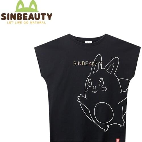 SINBEAUTY Woman Short Sleev Chemise Femme Pastel T-shirt Versatile Loose Pattern Creative And Interesting Printed Cotton Fabric
