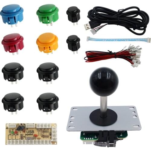 SJJX Joystick PC MAME Arcade Controller Button Windows Controller Retropie Raspberry Pi DIY Kit Arcade Game black