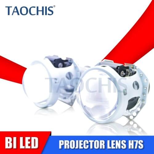 TAOCHIS 3.0 Inches Head Light Retrofit HELLA 3R G5 Bi Xenon Projector Lens H7S Blue Glass Using H7 Halogen HID LED Lamps