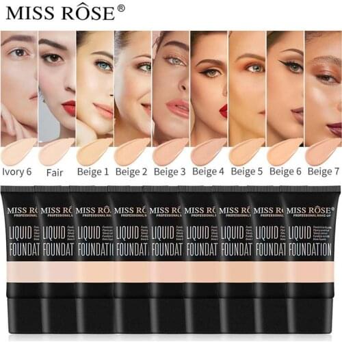 MISS ROSE 9 Colors Face Foundation Cream Natural Lasting Waterproof Liquid Foundation Base Liquid Concealer Makeup Cosmetics