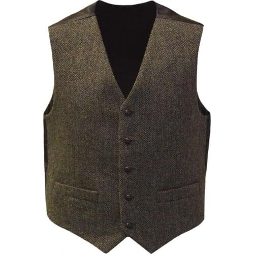 Tweed Vintage Rustic Wedding Vest British Styles Mens Slim Fit Vest Waistcoat Prom Vest for Man Custom Made