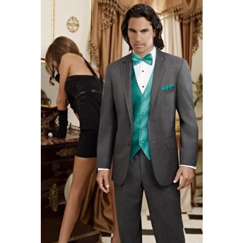 High Quality Mens Suits Groom Tuxedos Groomsmen Wedding Party Dinner Best Man Suits Blazer (Jacket+Pants+Vest+Tie) NO:1073