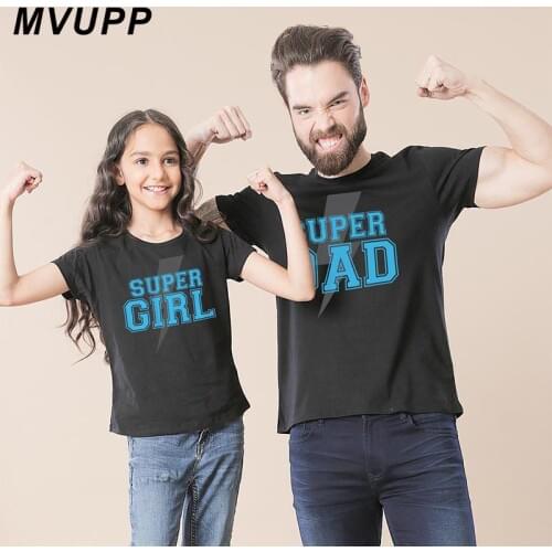 SUPER dad girl funny family t shirt for daddy and me baby matching clothes father daughter outfits look big little sisters 2019