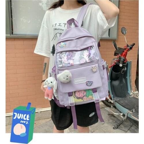 2021 Creative Transparent Card Nylon Women Backpack Large Capacity Travel Backpack School Bag for Teenage Girls Mochila 2021 New