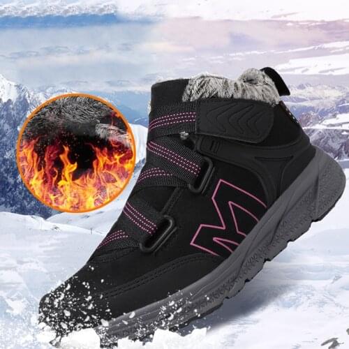 Winter Warm Outdoor Hiking Shoes Men Non-Slip High-Top Trekking Sneakers Thicken Female Cotton Shoes Walking Climbing Boots