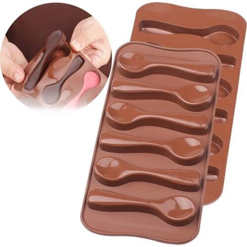 1 pc 6 Cavity Silicone Spoon Shape Chocolate Jelly Ice Baking Mould Spoon Design Moulds Cake Tool Bakeware Decorating Tools