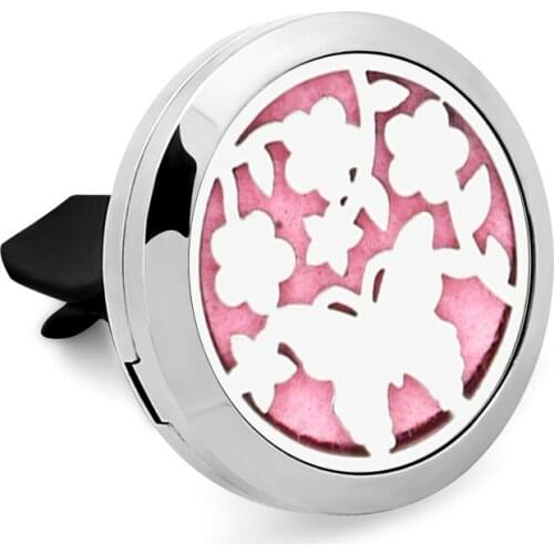 5PCS High Quality Stainless Steel 3Style Butterfly Flowe Car Perfume Locket Pendant 30MM Aroma Perfume Clip Car Locket With Pad