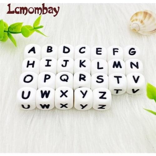 12mm 500pcS Alphabet English Silicone Letter Beads Baby Teether Accessories For Personalized Pacifier Clips Teething Toy
