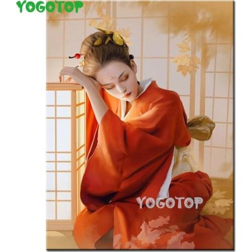 5d diy diamond painting Portrait art japanese woman mosaic diamond crystal painting square round diamond embroidery art YY4827