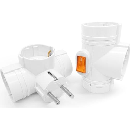 New European EU Plug Socket 1 to 3 Ways Splitter Plug Adapter Euro Russia Germany Korea Travel Power Adapter 4.8 Plug