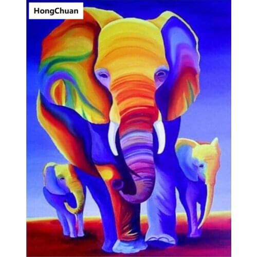 Fast delivery 5D diamond painting color elephant DIY mural square rhinestone mosaic round embroidery home decoration gifts