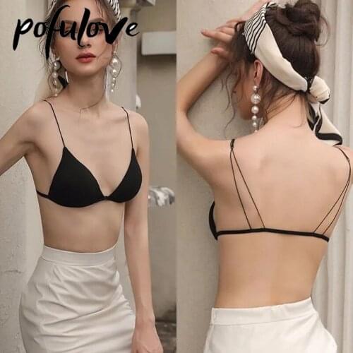Triangle Cup Bra for Women Front Closure Underwear Sexy Backless Bralette Push Up Bras Seamless Wireless Brassiere Girl Female