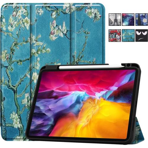 For iPad Pro 11 12.9 2021 Case with Pencil Holder Painted Leather TPU Back Smart Cover For Funda iPad Pro 11 12 9 Case 2021 2020