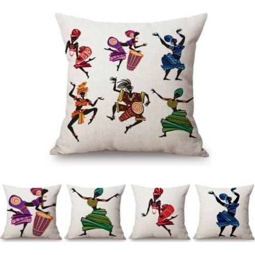 Dancing African Women Home Pillow Case Cartoon Fashion Africa girl Cushion CoverPillow Case