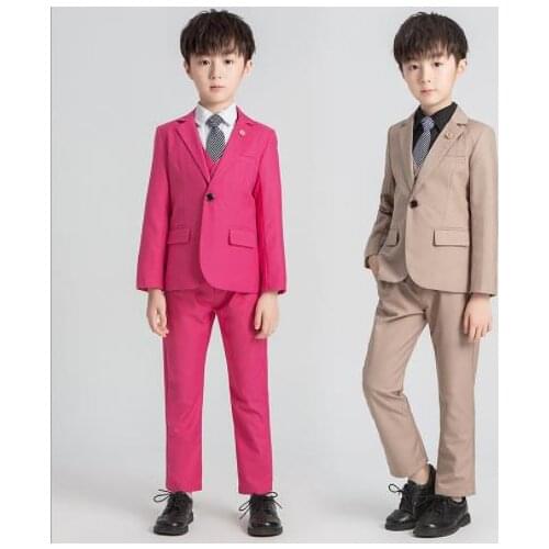Formal Flowers wedding Boys Suit Kids dress set Party children Blazer jacket Vest Pant Tuxedo Children Prom Ceremony Costumer