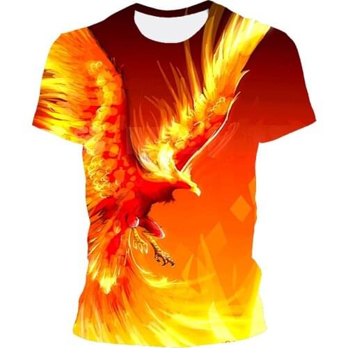 Printed T-shirt 2021 Summer Hot Sale New Mens Short Sleeve Eagle Graphic 3D Printing Harajuku Fun Animal Top Casual Clothing