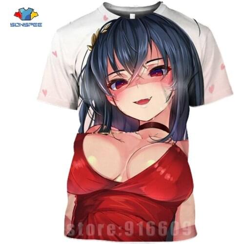 Sexy Anime Beach T-shirts Kawaii Red Bikini Girl T Shirt 3D Print Cosplay Cat T Shirt Mens Tshirts Womens Harajuku Gym Shirts