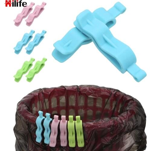 HILIFE 6Pcs/set Trash Can Retaining Clip Non-Slip Practical Home Organizer Waste Bin Bag Dustbin Clamp Color Random