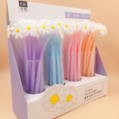 48 pcs/lot Kawaii Daisy Gel Pen Cute 0.5 mm black ink Signature Pens School Office writing Supplies Promotional Gift