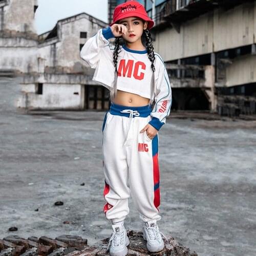 Hip Hop Costumes Girls Street Dance Clothes Kids Jazz Modern Dancing Performance Outfit Children Cheerleading Stage Wear DN4578