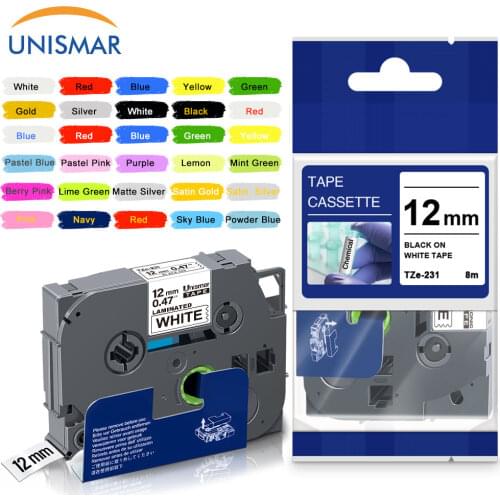 Unismar for 334 Brother 334 12mm Laminated Label Tape Gold on Black Printer Ribbon Compatible for Brother PT-H110 Label Maker