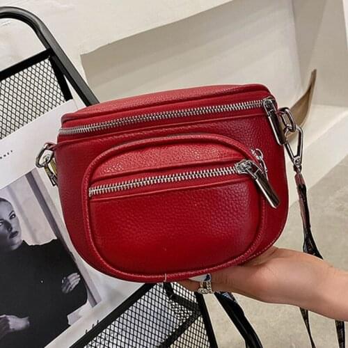 Fashion Solid Color Genuine Leather Saddle Bag Women Shoulder Bags 2021 New Broadband Design Messenger Bag Simplicity Handbag