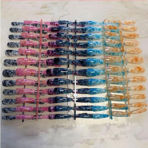 24pcs Long Ballet Coffin Fake Nails Color Press On Nail Tips Removable Varnish Manicure Glue Style Ladies Decorations