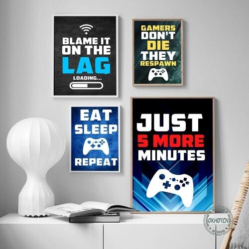 Video Game Wall Art Canvas Painting Abstract Party Posters and Prints Modular Gamer Picture for Boys Room Gaming Room Decor