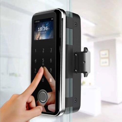 No Opening Hole Smart Fingerprint Office Double Door Glass Door Lock TTLock APP Remote Control Office Glass Door Security Lock