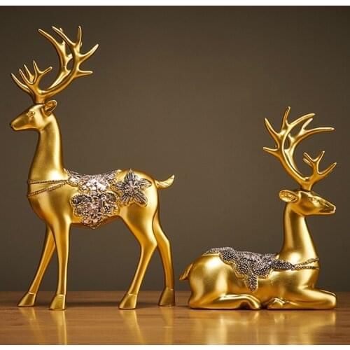 New Modern Ceramic Animal Figurine Decorative Statue Deer Porcelain Figurine Home Desktop Decor Christmas Birthday Wedding Gifts