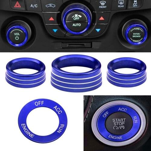 NEW Car Interior Air Conditioning Control Radio Knob Engine Start Stop Button Switch Cover Trim for Dodge Challenger 2015-2021
